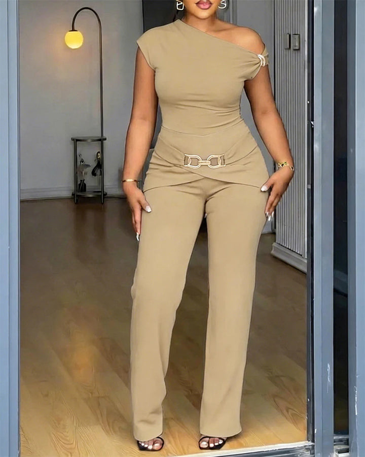 Dame Elegant One-Shoulder Jumpsuit Skovae