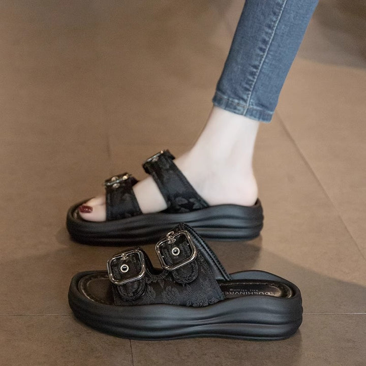 Dame Trendy Plateau-Sandaler med modische Dobbelt-Spænder Stilla