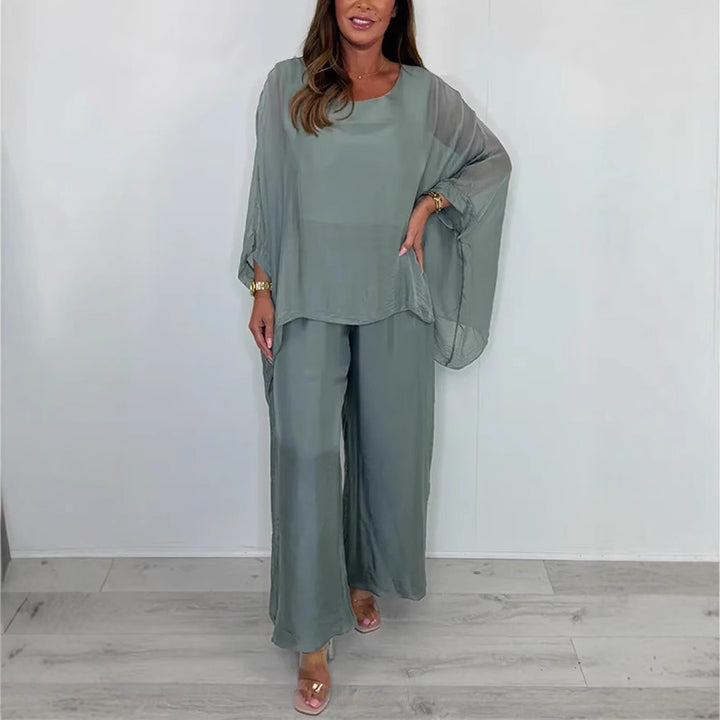 Dame Elegant To-delt Outfit med flydende snit og bredt ben Stilla