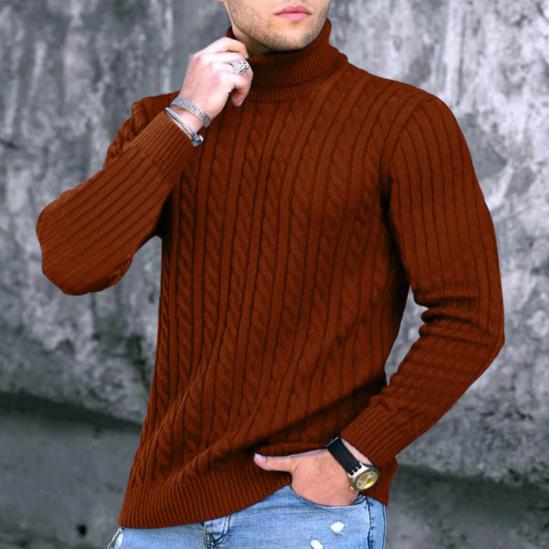 Herre elegant rullekravepullover med struktureret ribdesign og tætsiddende pasform Stilla