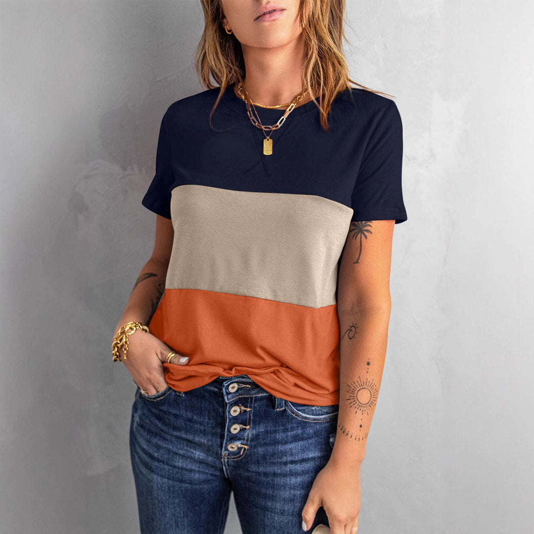 Damer Mode T-shirt med farveblokdesign og løs pasform Stilla