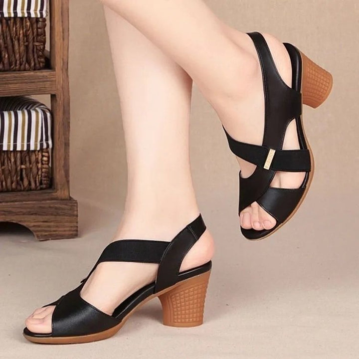 Dame elegante Slingback Sandaler med stabil hæl og justerbare stropper Stilla