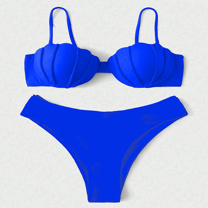 Dame Bikini-sæt med elegant muslingedesign og høj talje Stilla