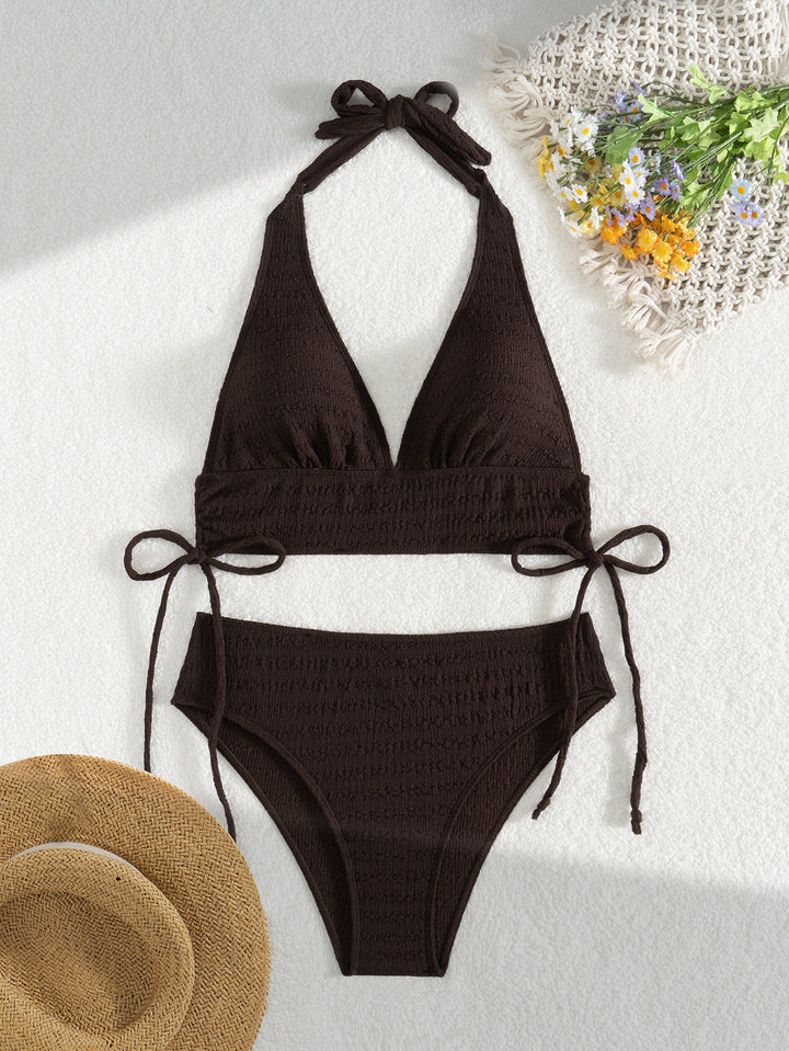 Dame Triangle-Bikini-Sæt med justerbare bindebånd og høj talje Stilla