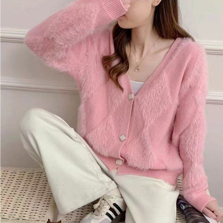 Kvindernes fluffy cardigan med knapdetaljer Stilla