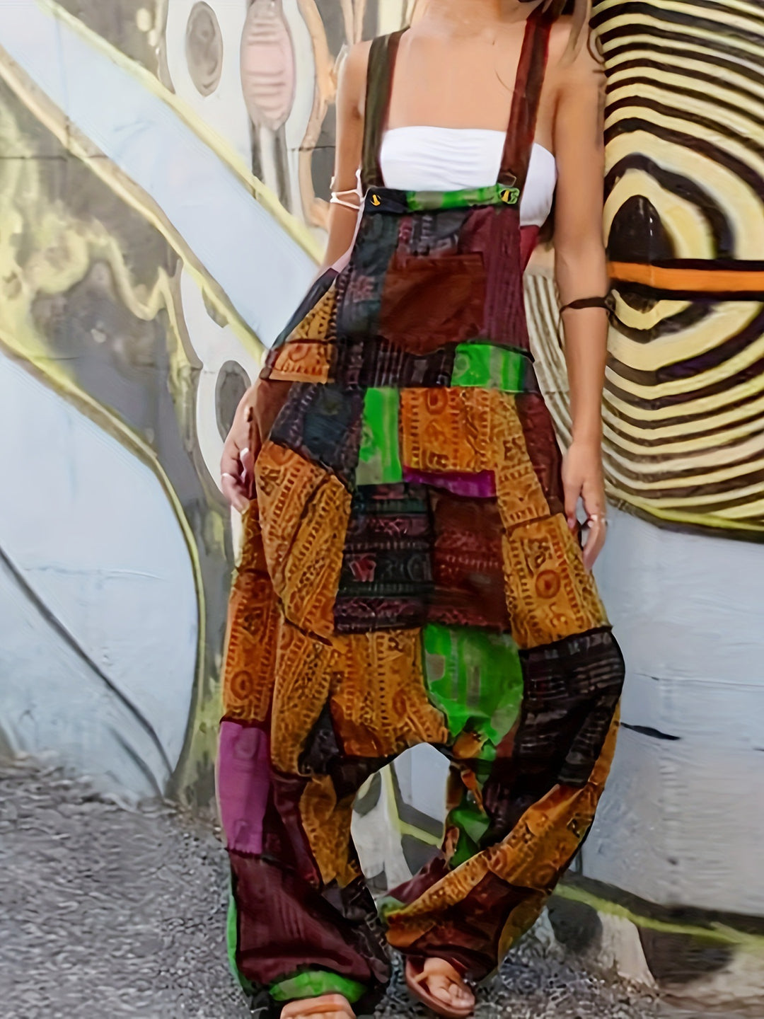 Damer Patchwork Latzbukser i afslappet stil Stilla
