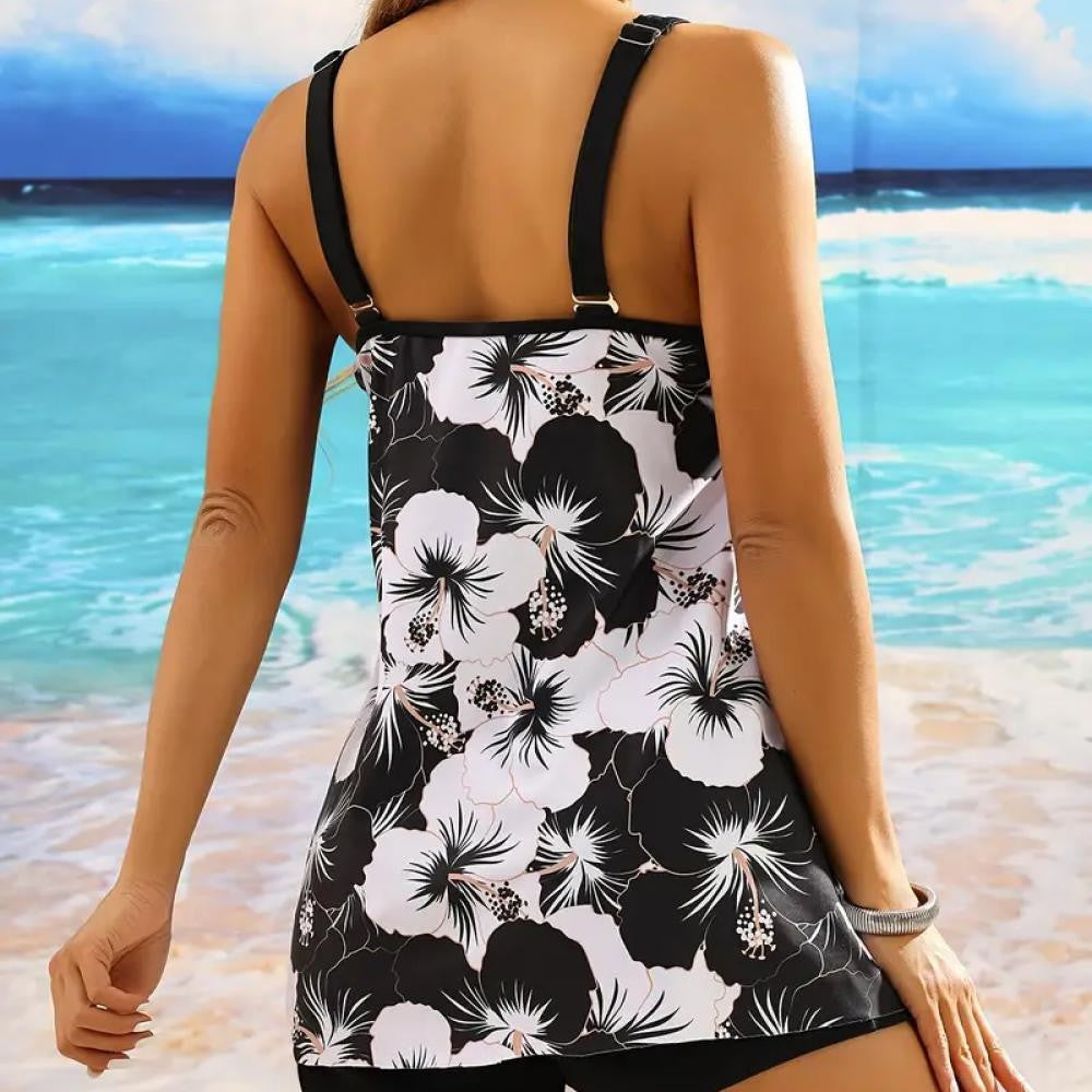 Kvinder Floral Print Svøm Tankini Stilla