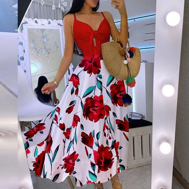 Dame Elegant A-linje Maxi Kjole med Snøre Detalje Stilla