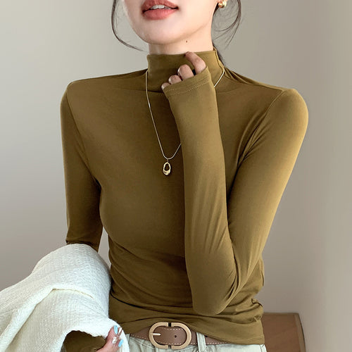 Dame Langærmet Turtleneck-shirt med fin pasform og elastisk materiale Stilla