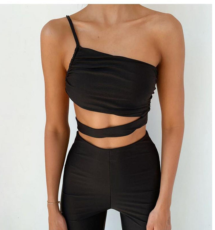 Kvinder asymmetrisk cutout crop top Stilla