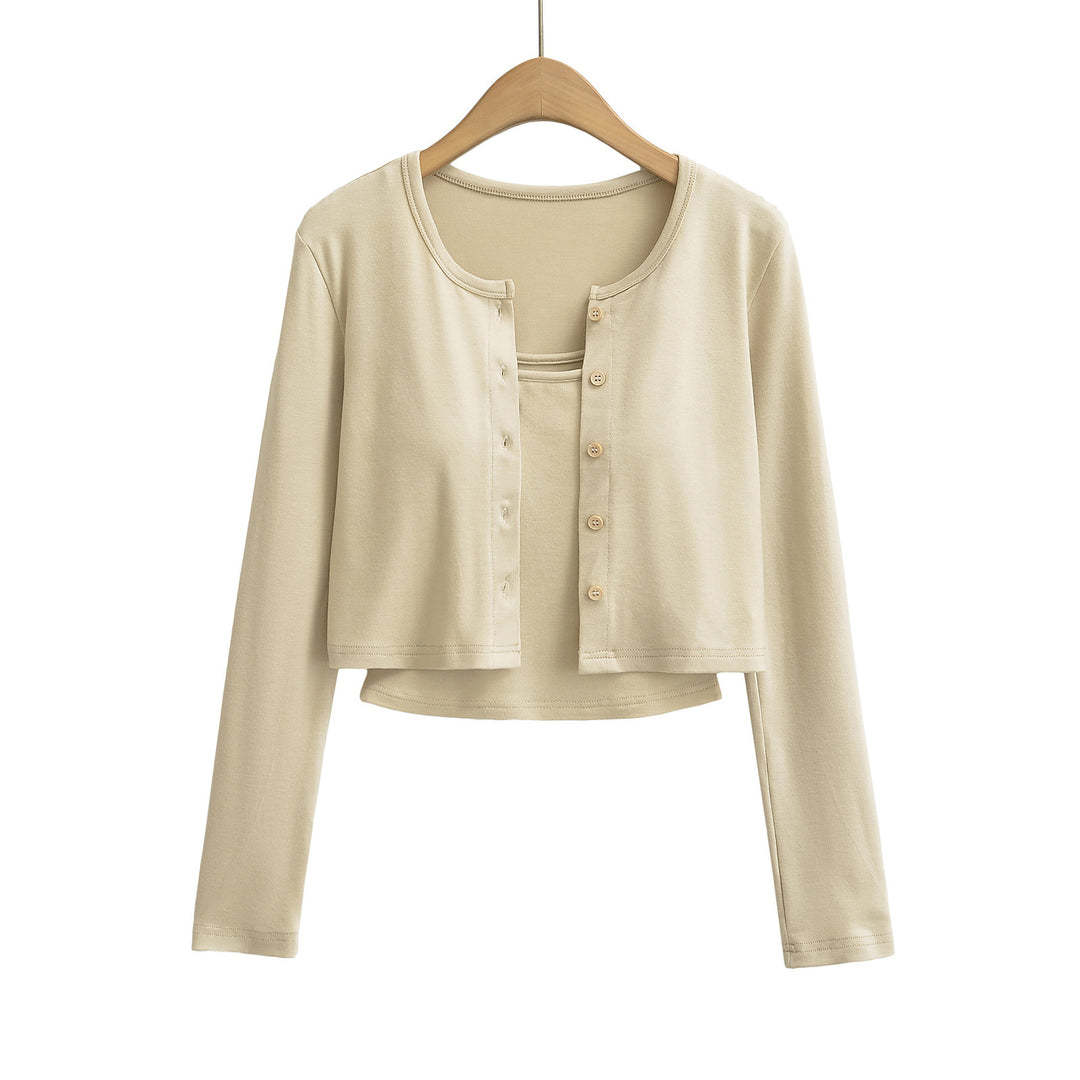 Dame cropped cardigan med knapbart design og blødt stof Stilla