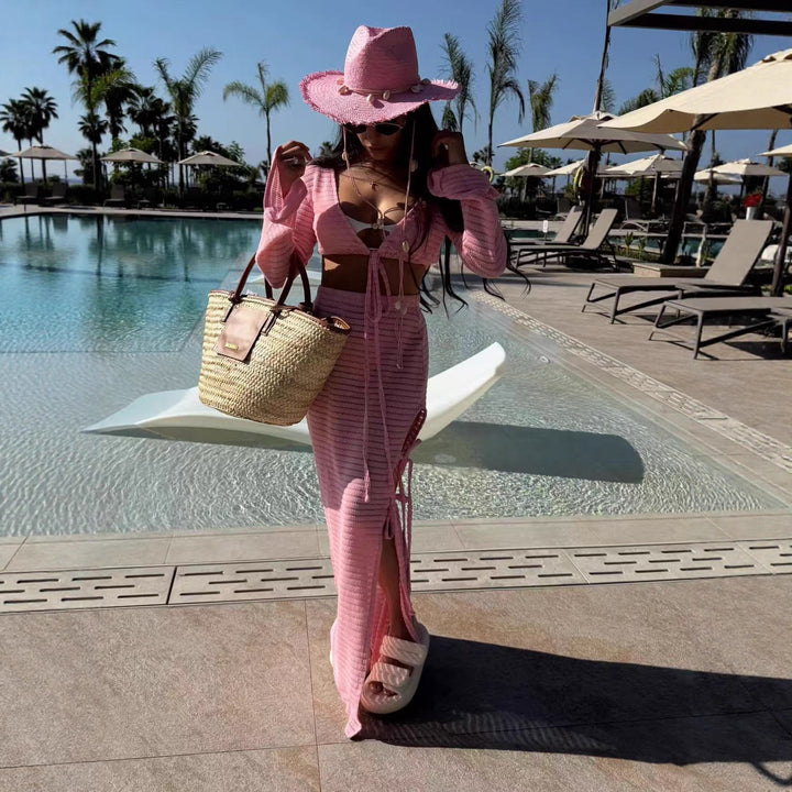 Damer betagende strandklædelige outfit med cropped top og maxiskørt Skovae