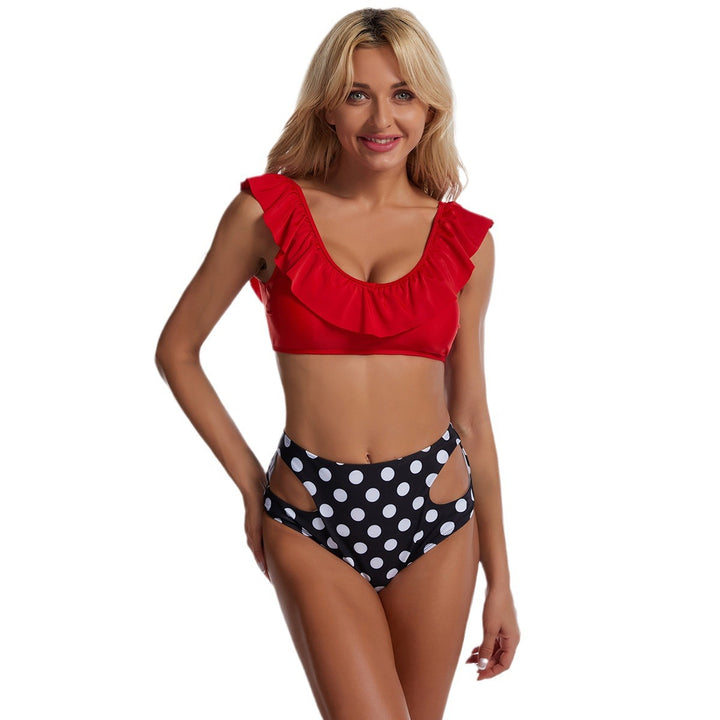Dame Rynket Udkants Høj Talje Bikini Sæt Stilla