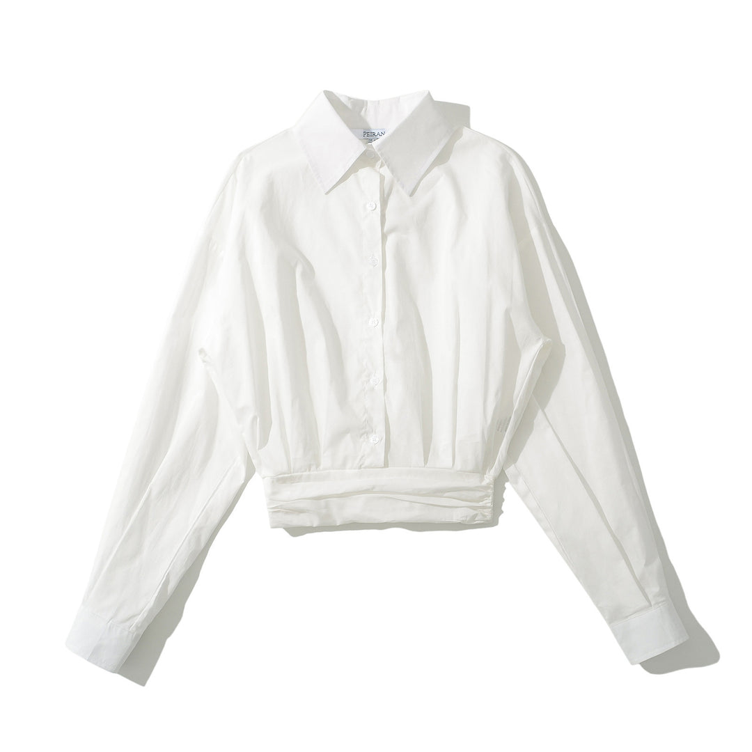 Dame Cropped Button-Up Bluse og Mini skirt Sæt Stilla