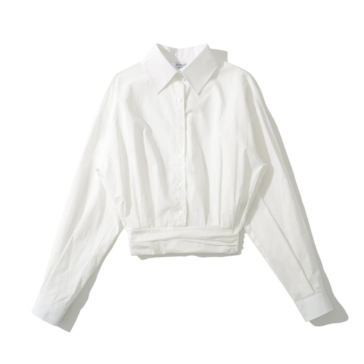 Dame Cropped Button-Up Bluse og Mini skirt Sæt Stilla