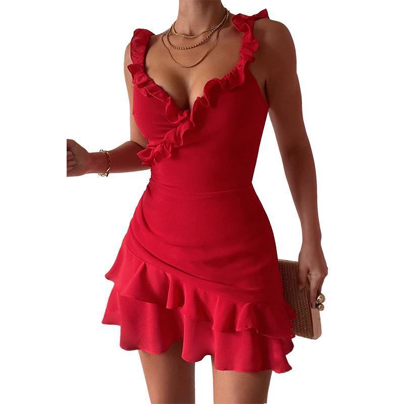Damer Flirty Ruffle V-halskjole Stilla