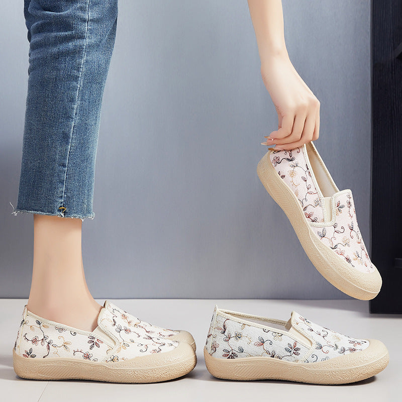 Damer Bekvemme Slip-On Sko med blomsterbroderi Stilla