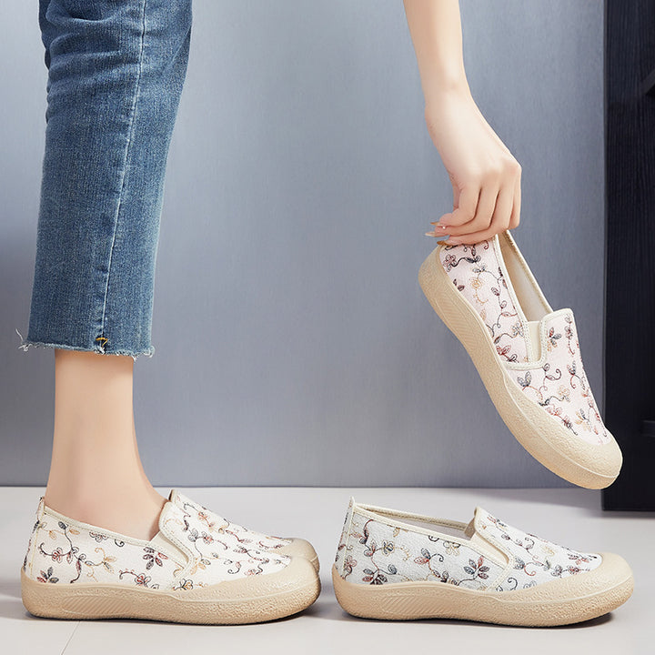 Damer Bekvemme Slip-On Sko med blomsterbroderi Stilla
