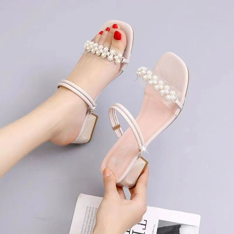 Dame elegante Slingback Sandaler med fashionable kæde-detalje og komfortabel blokhæl Stilla