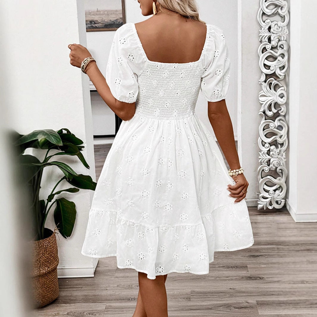 Dame Broderet Sommerkjole Stilla