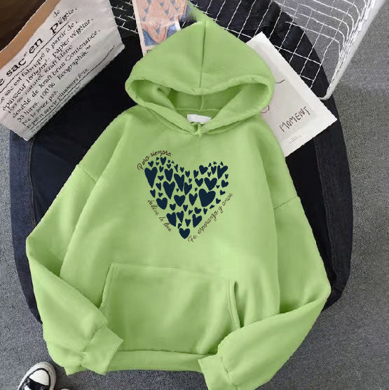 Kvinders hoodie med kreativ hjerte design Skovae