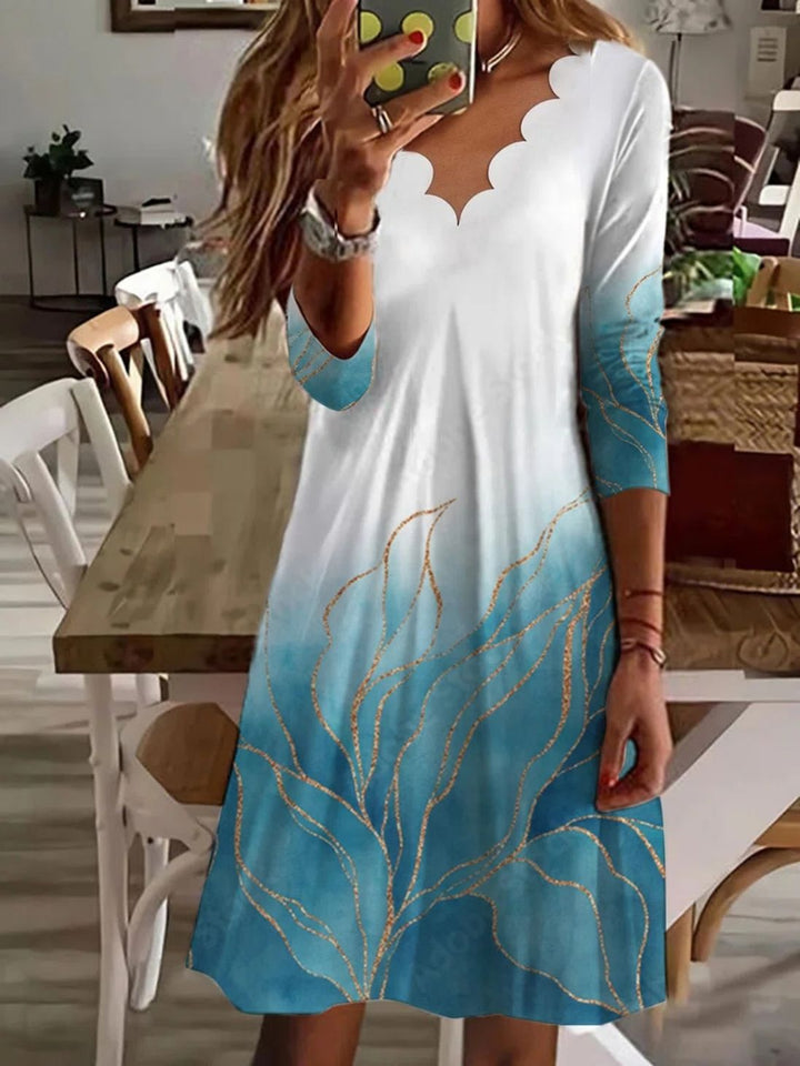 Dame Boho Maxikjole med bølgemønster og elegant udskæringsdesign Stilla