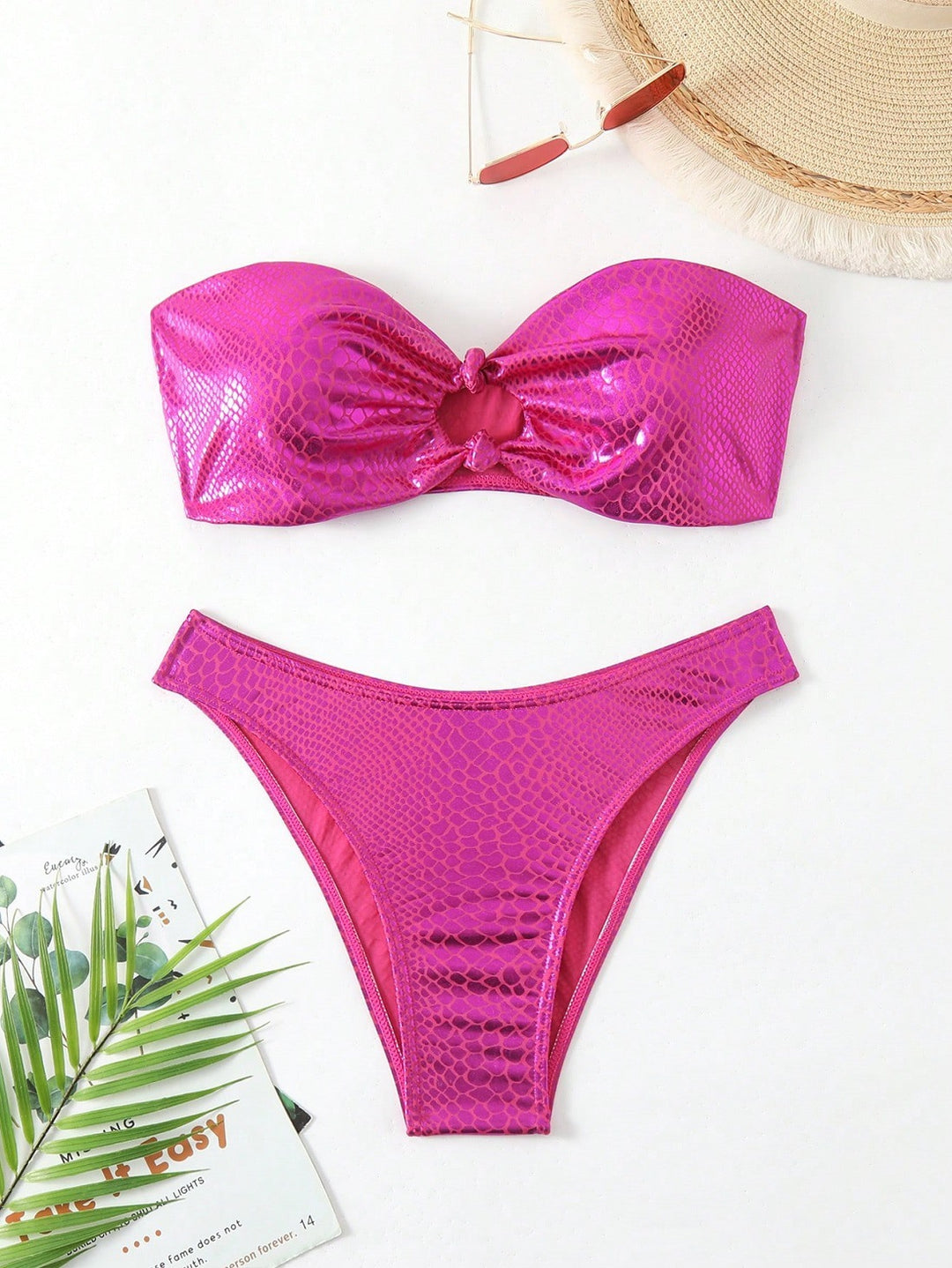 Dame bandeau-bikini med højglans slange mønster Skovae