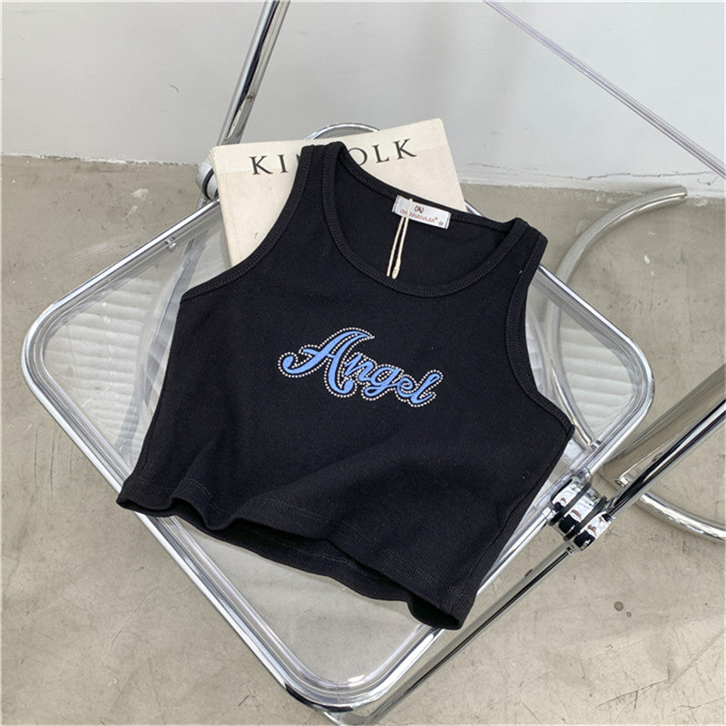 Femme Rippedel Crop Tanktop med strassdetalje Stilla