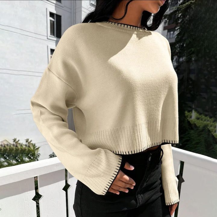 Femme Cropped Tekstureret Strik Sweater Stilla