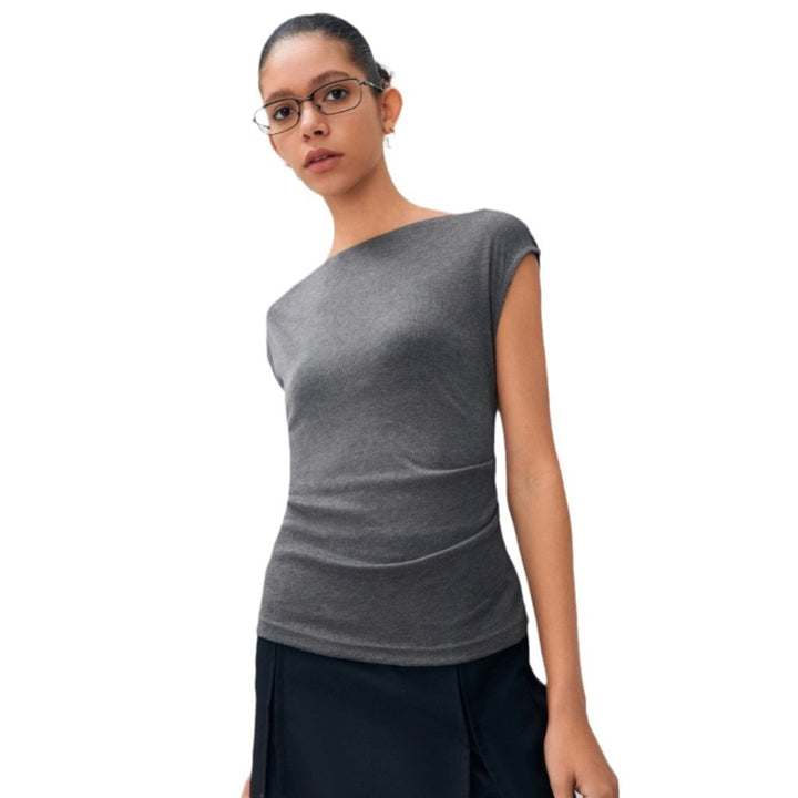 Damer elegant top med asymmetrisk draperet design Stilla