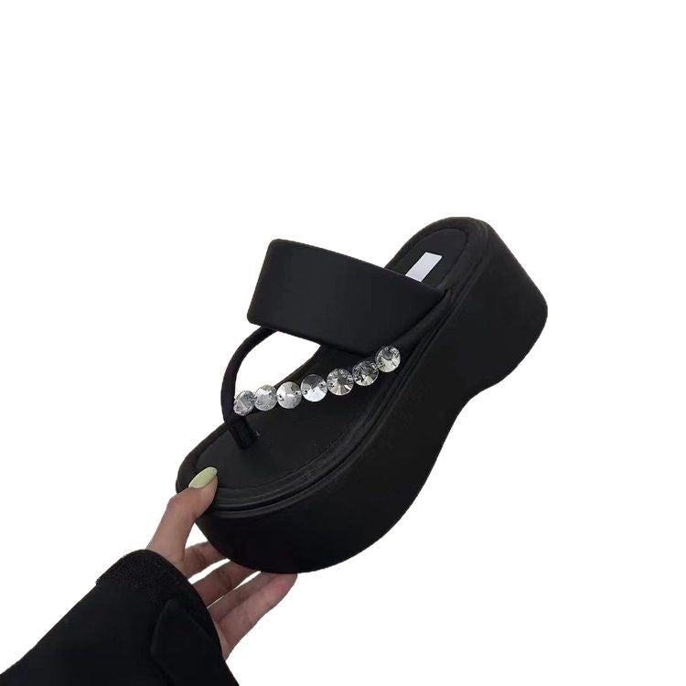 Dame plateau flip-flops med glitrende remdesign og komfortabelt fodseng Stilla
