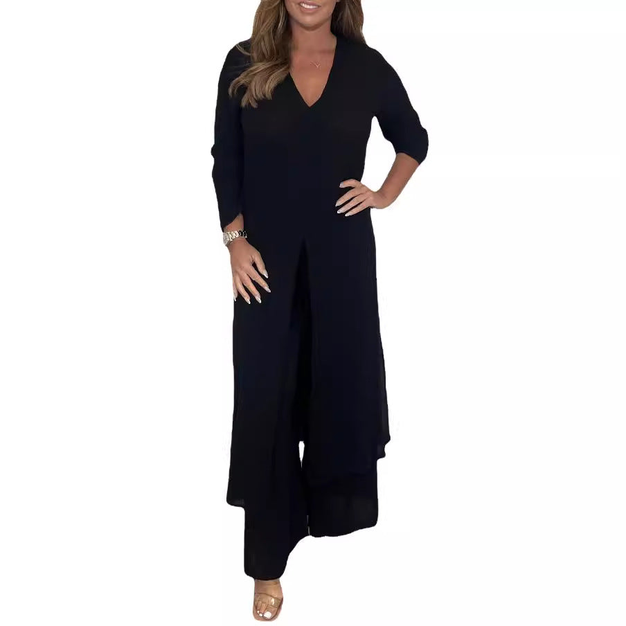 Dame Elegant Maxikjole med Slids Stilla