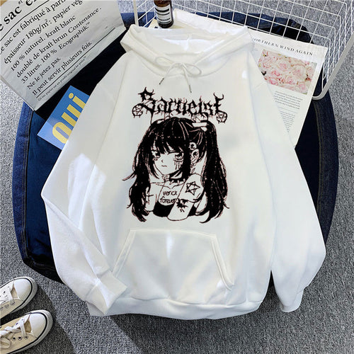 Kvinders hætte sweatshirt med unikt kunstnerisk grafisk design Skovae
