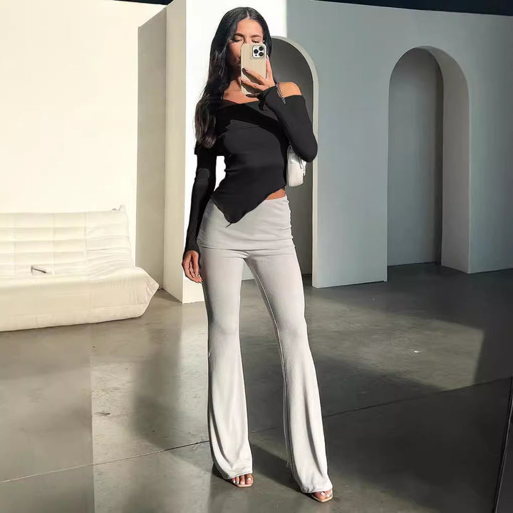 Dame Off-Shoulder skjorte med elegante trompetærmer Skovae