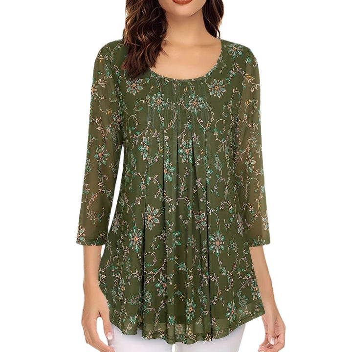 Dame let gennemsigtig bluse med florale applikationer Stilla