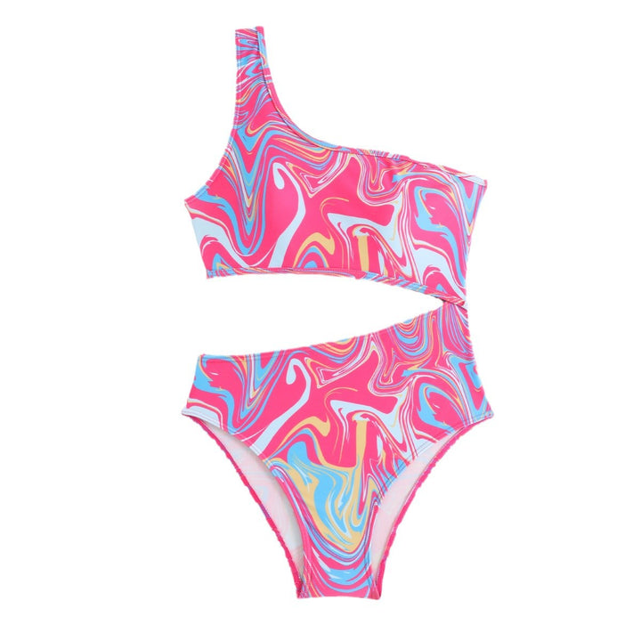Dame asymmetrisk en-skulder-bikini-sæt Stilla
