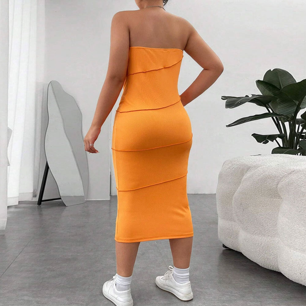 Dame figurtilpasset maxikjole i enkelt design med elastisk overdel Stilla