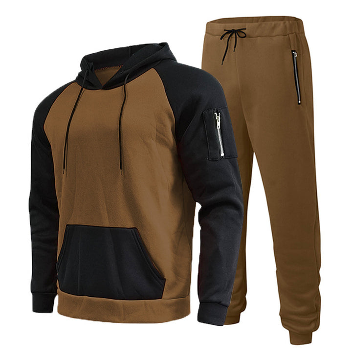 Herrer Sporty Hooded Sweatshirt- og Joggingbukser-Sæt med funktionelle Sidelommer Stilla