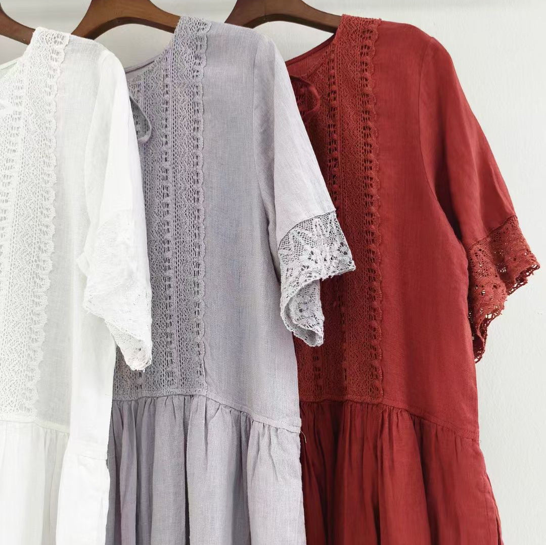 Dame Lettere Boho-Chic Maxi-Kjole med Blonder Stilla