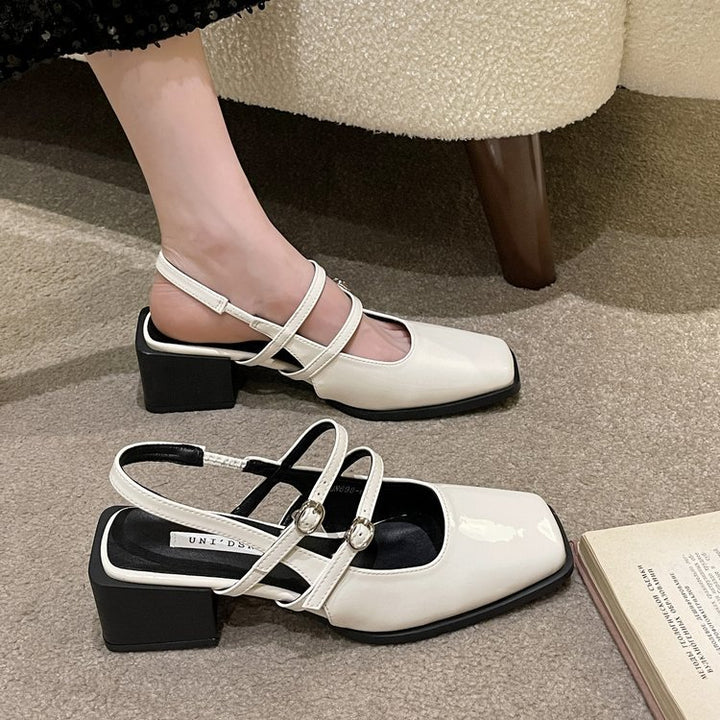 Dame Slingback-Pumper med smart dobbelt rem og glitrende overflade Stilla