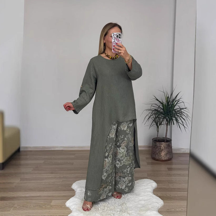 Dame Relaxed Fit Linned Tunika Top Stilla