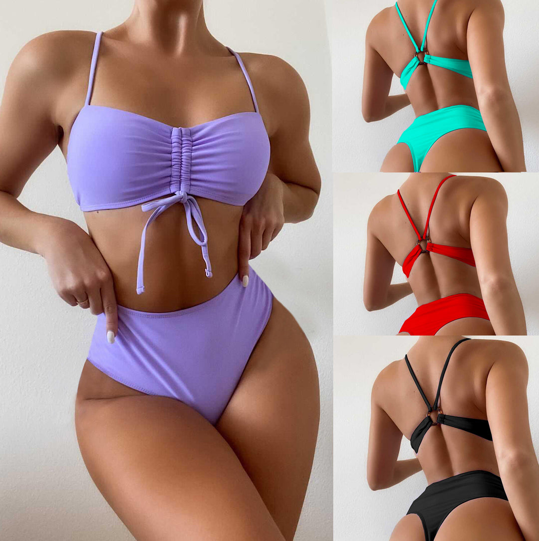 Damer Højt skåret bikini med raffineret volangdesign og variabel snøring Stilla