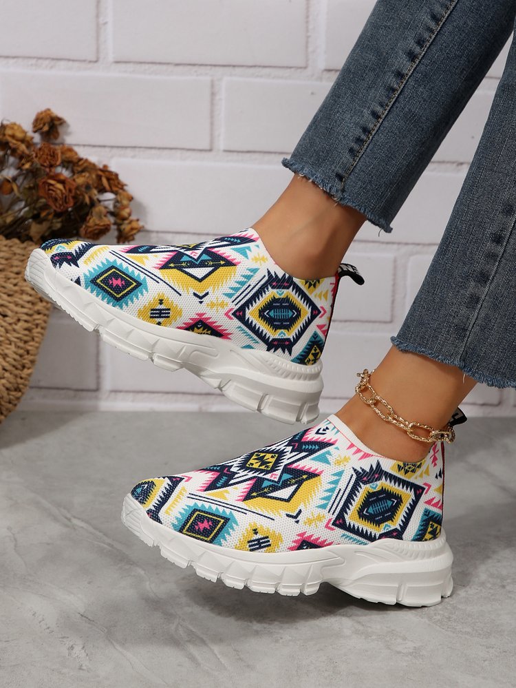 Dame Sporty Sneakers med blomsterprint og elastisk design Stilla