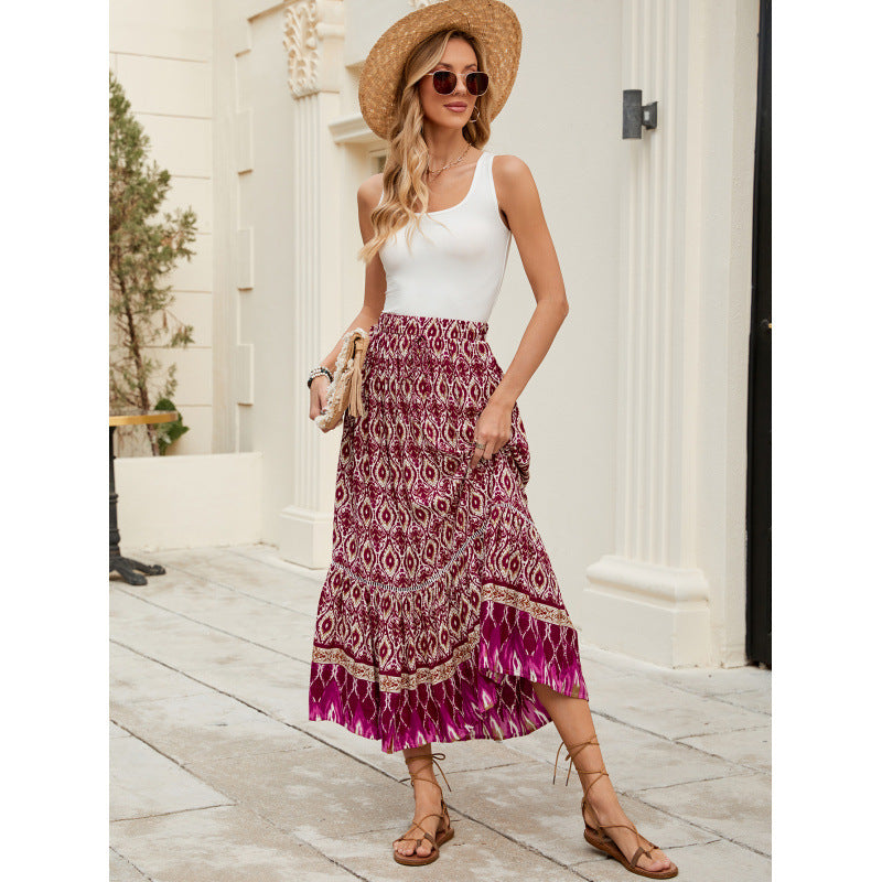 Femme gestufter Bohemian Maxi Nederdel Stilla