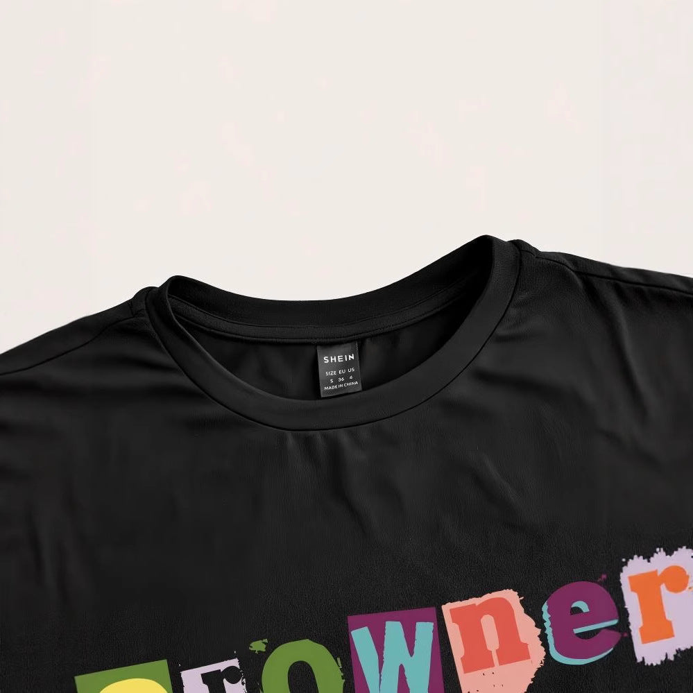 Damer Crop-T-shirt med kreativt uforglemmeligt statement Skovae