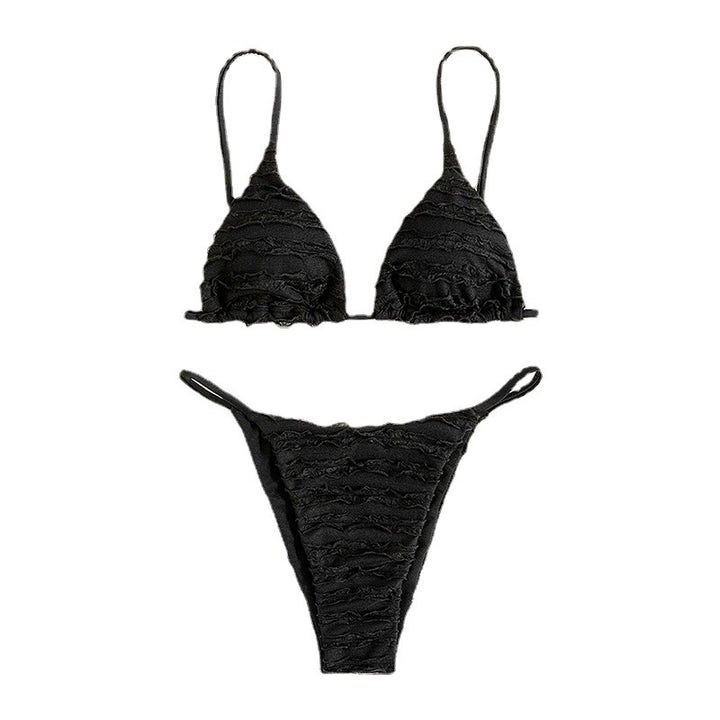 Dame Triangel-Bikini med flæsedesign og justerbare stropper Skovae