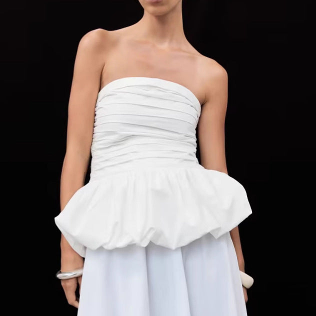 Femme Peplum Top med struktureret stof Stilla