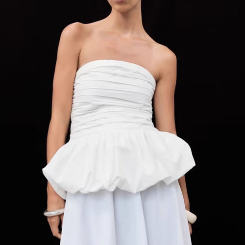 Femme Peplum Top med struktureret stof Stilla