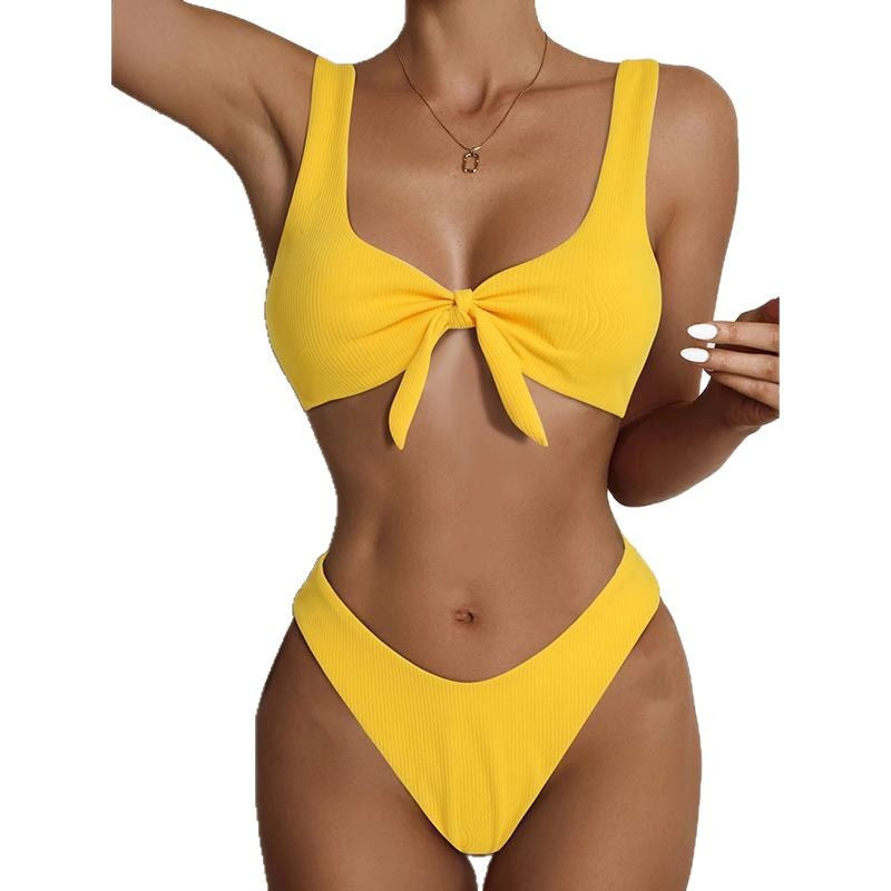 Dame bikini sæt med moderne knude detalje og høj talje Stilla