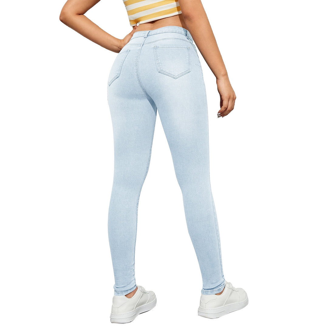 Dame figursyede high-waist jeans med smal ben og særlig strækkomfort Stilla